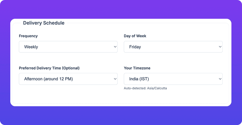 Step 3: Set delivery frequency and time